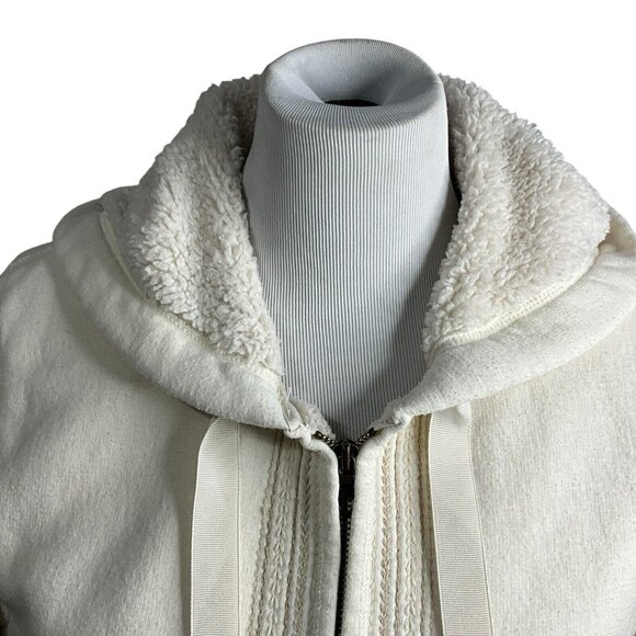 Eddie Bauer Jacket Women Large  White Full Zip Long Sleeve Hooded Sherpa Lined - Picture 7 of 11